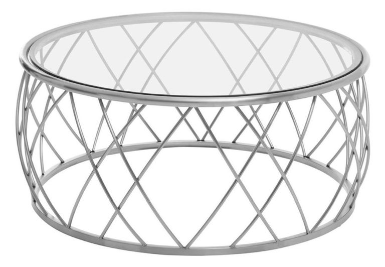 Ackley Coffee Table - Clear Glass Round with Chrome Base