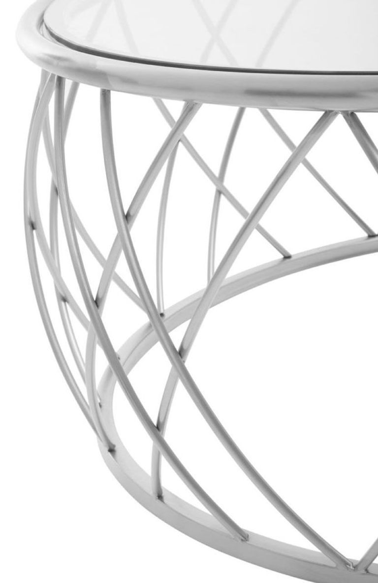 Ackley Coffee Table - Clear Glass Round with Chrome Base