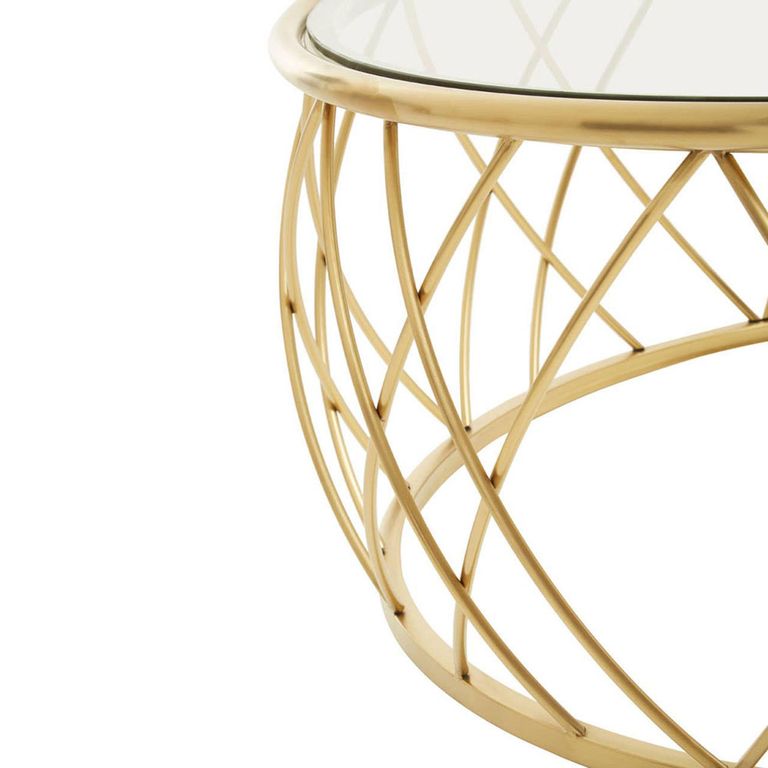 Ackley Coffee Table - Round - Clear Glass - Gold Legs