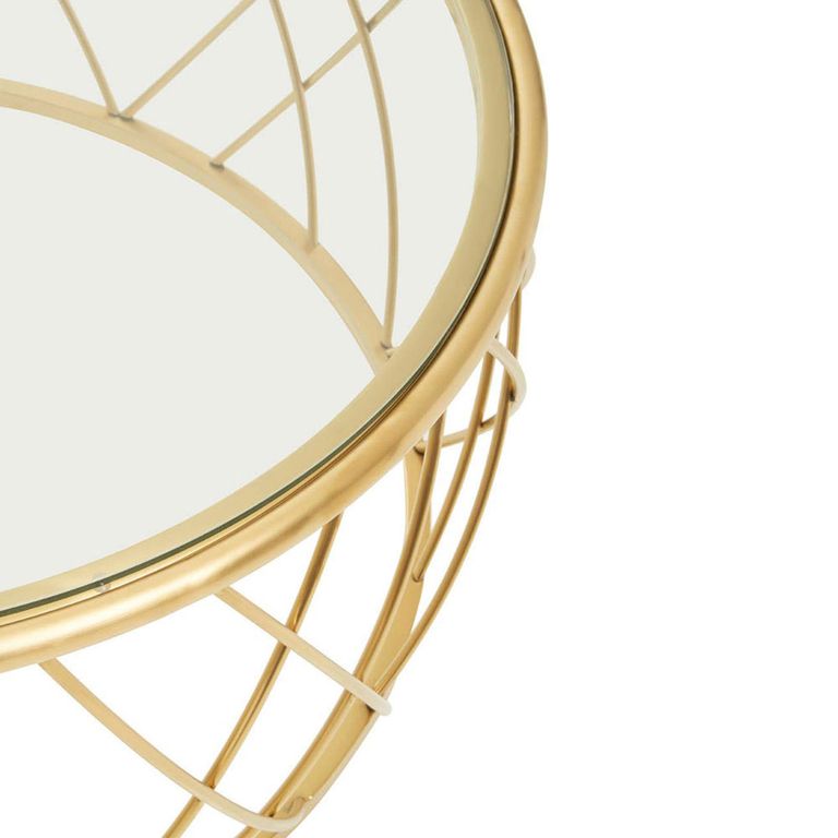 Ackley Coffee Table - Round - Clear Glass - Gold Legs