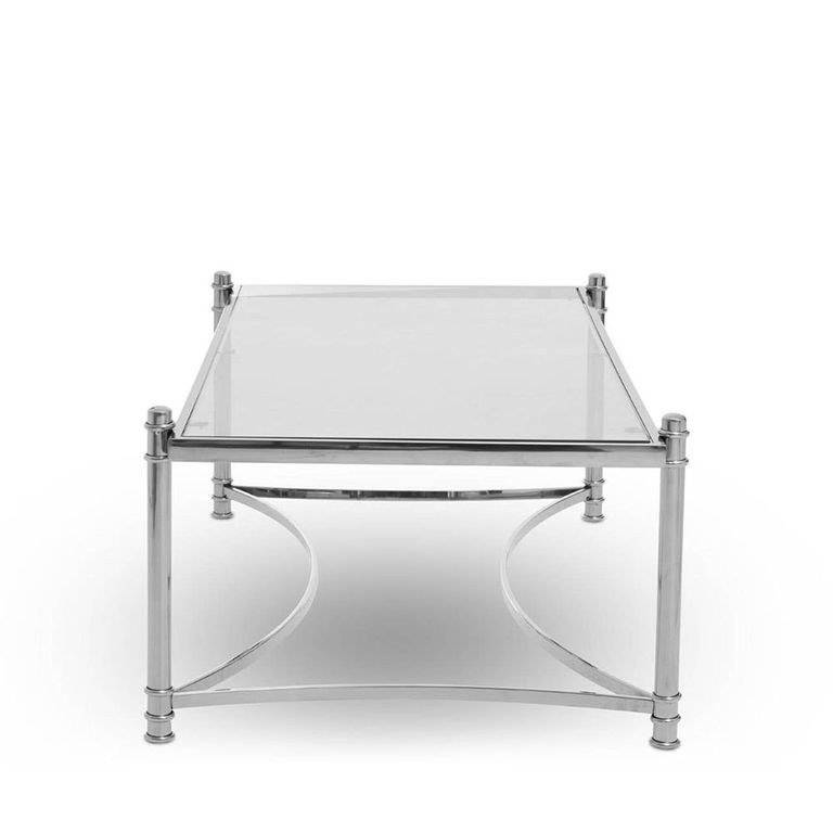 Ackley Coffee Table - Clear Glass - Silver Legs
