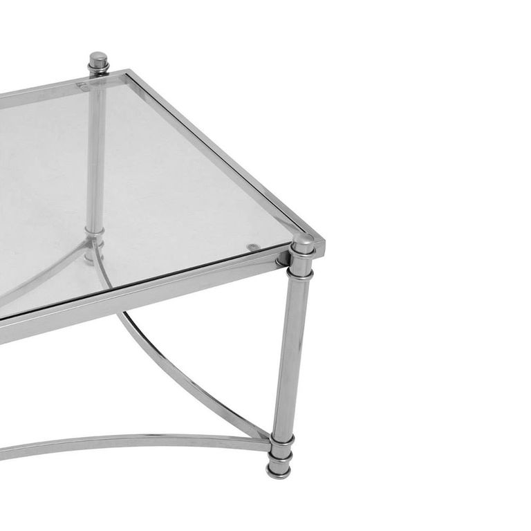 Ackley Coffee Table - Clear Glass - Silver Legs