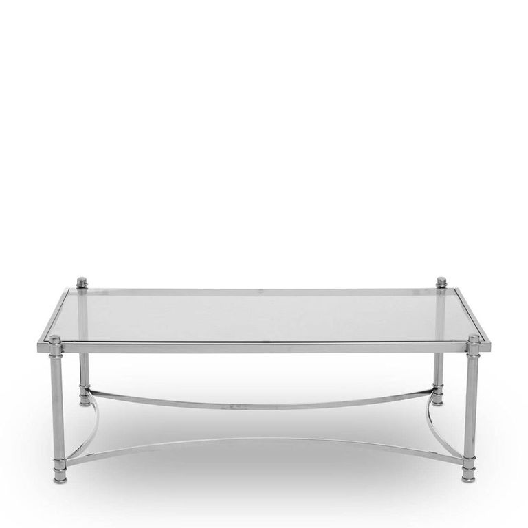 Ackley Coffee Table - Clear Glass - Silver Legs