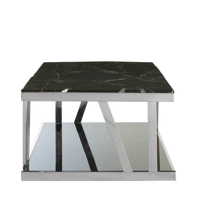 Ackley Coffee Table - Black Marble - Silver Legs