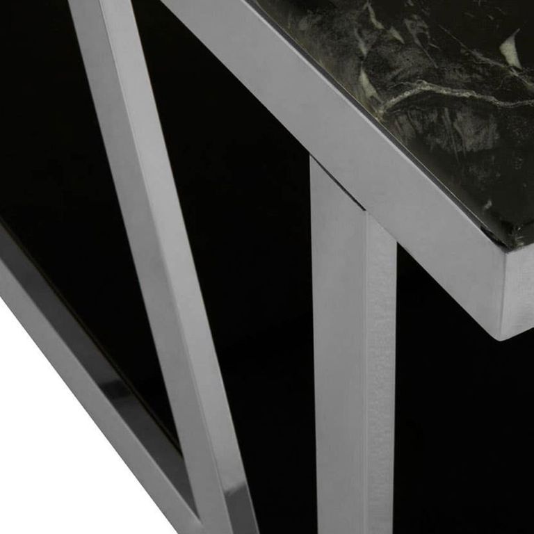 Ackley Coffee Table - Black Marble - Silver Legs