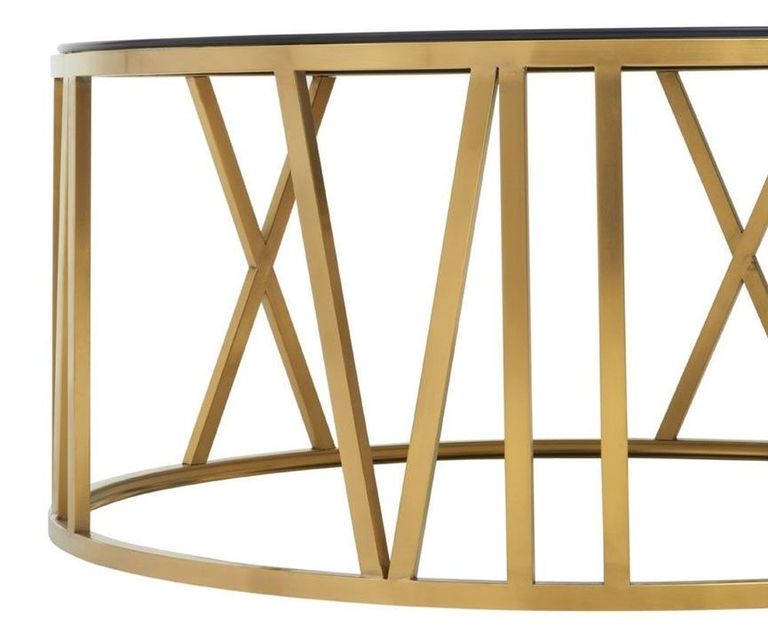 Alana Coffee Table - Black Glass Round with Gold Base