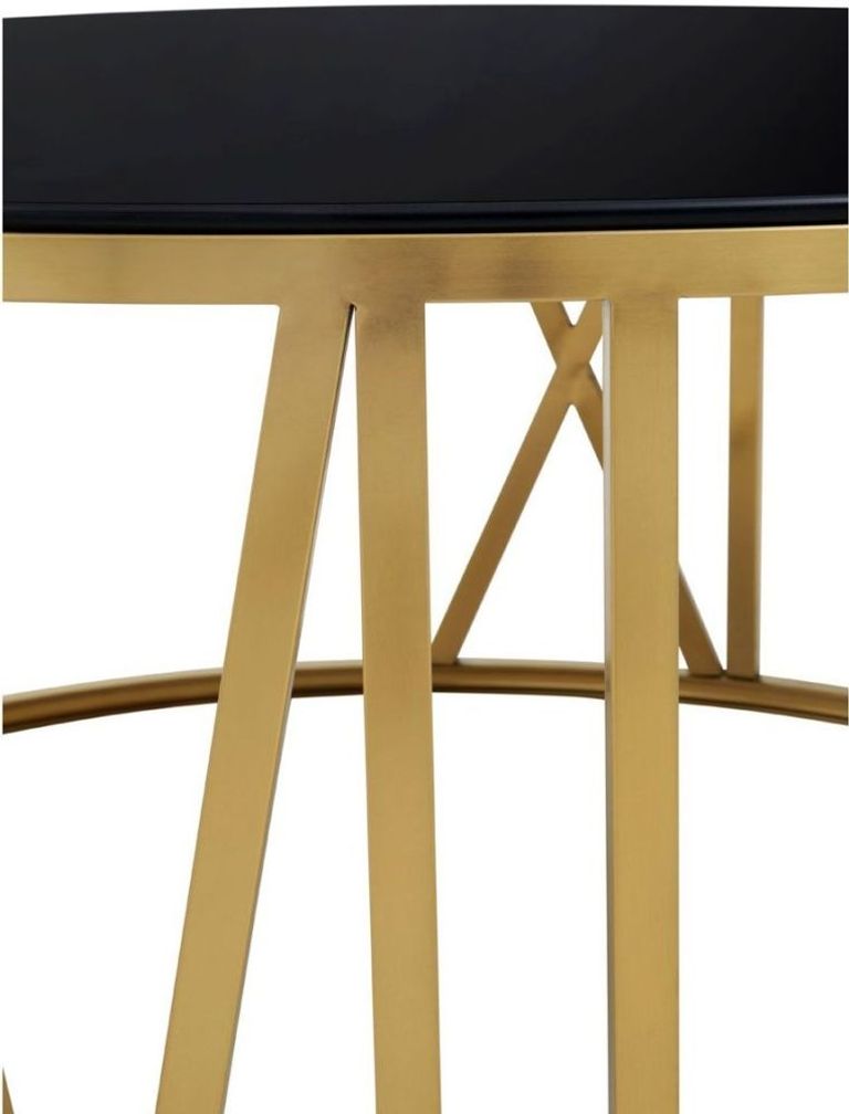 Alana Coffee Table - Black Glass Round with Gold Base