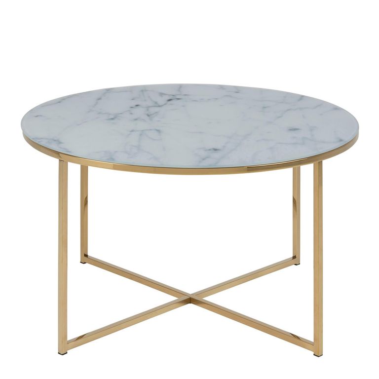 Alisma Coffee Table - Round - White Marble Effect and Gold
