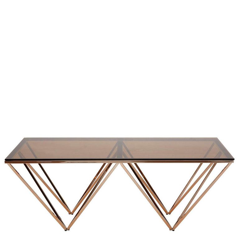 Allure Coffee Table - Clear Glass - Champagne Triangular Base