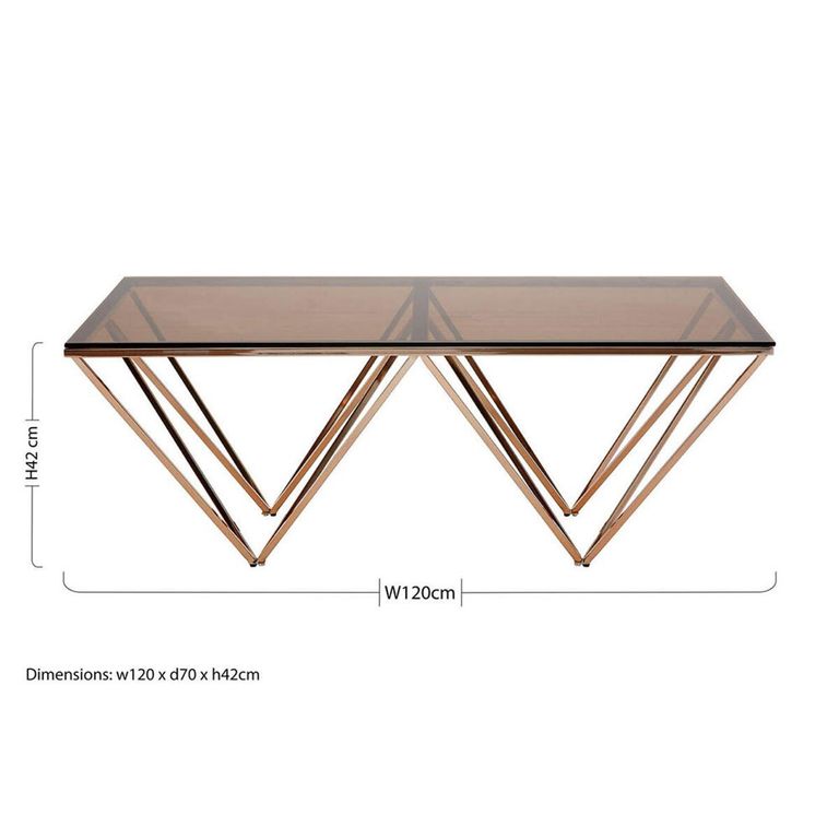 Allure Coffee Table - Clear Glass - Champagne Triangular Base