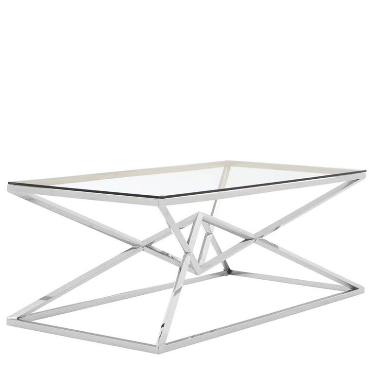 Allure Coffee Table - Clear Glass - Silver Base
