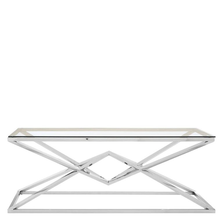 Allure Coffee Table - Clear Glass - Silver Base