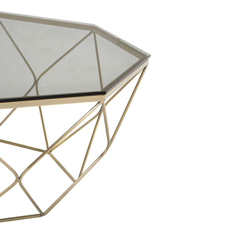 Allure Coffee Table - Octagonal - Clear Glass - Brushed Nickel Base