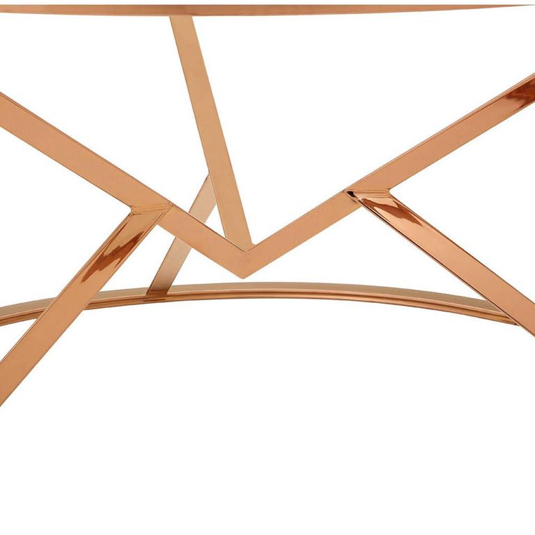 Allure Coffee Table - Round - Clear Glass - Corseted Rose Gold Base