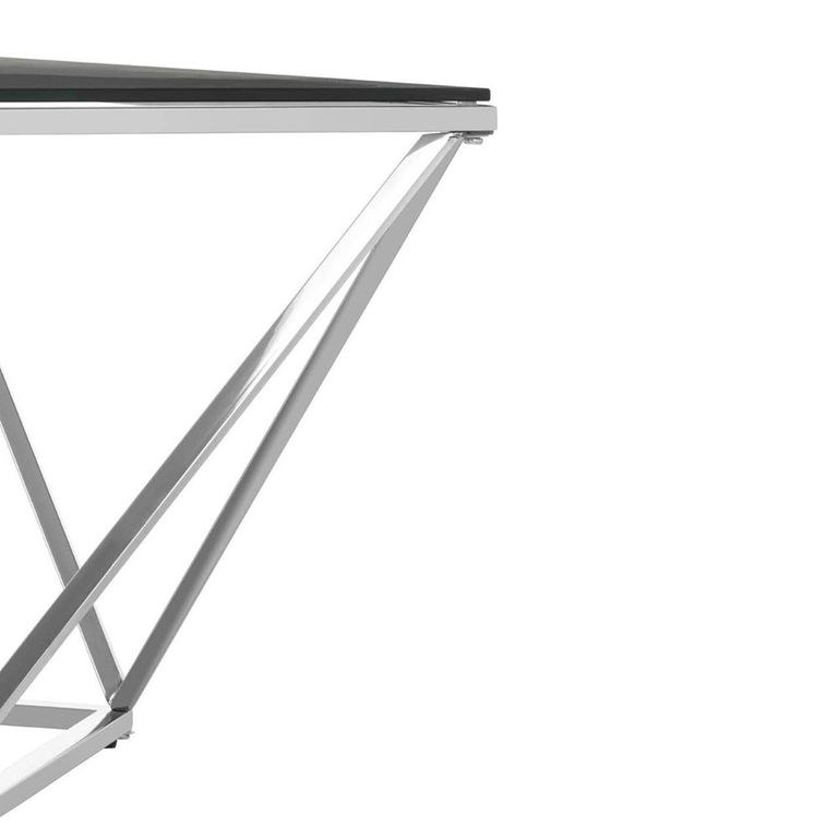 Allure Coffee Table - Square - Clear Glass - Silver Twisted Base