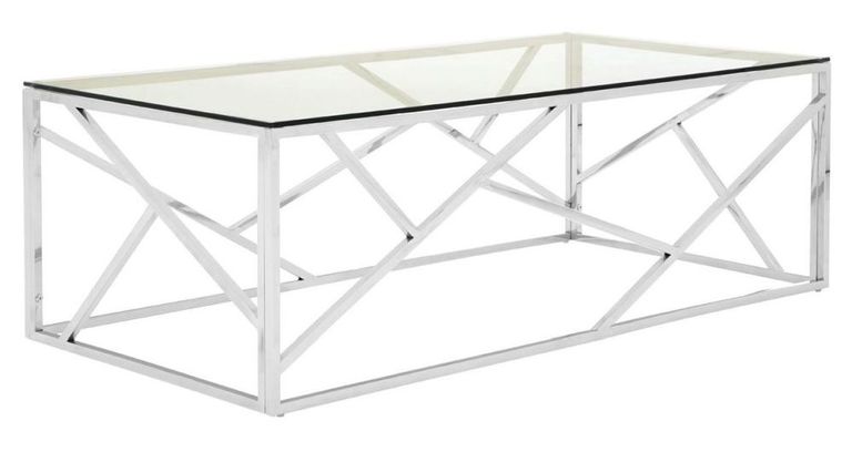 Allure Coffee Table - Glass - Chrome Geometric Base