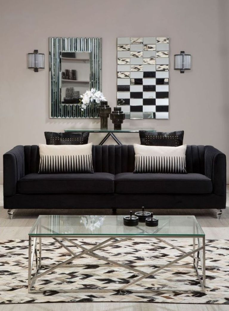 Allure Coffee Table - Glass - Chrome Geometric Base