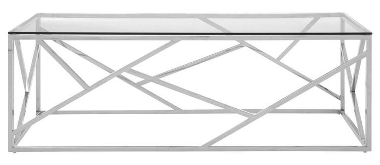 Allure Coffee Table - Glass - Chrome Geometric Base