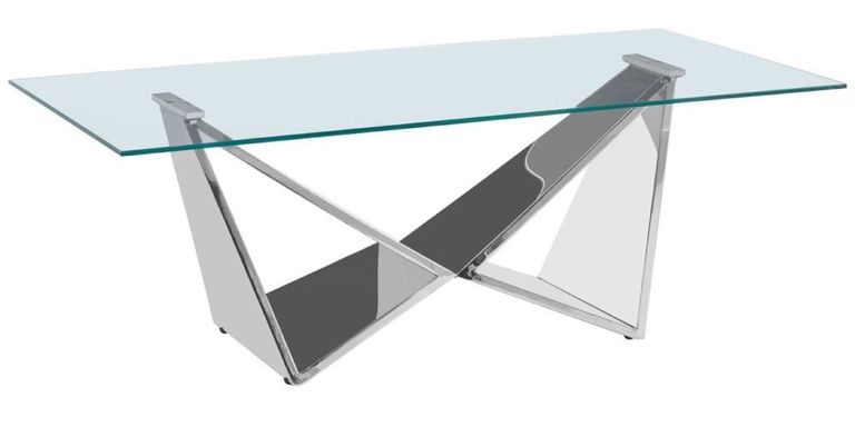 Allure Coffee Table - Glass - Chrome Wing Base