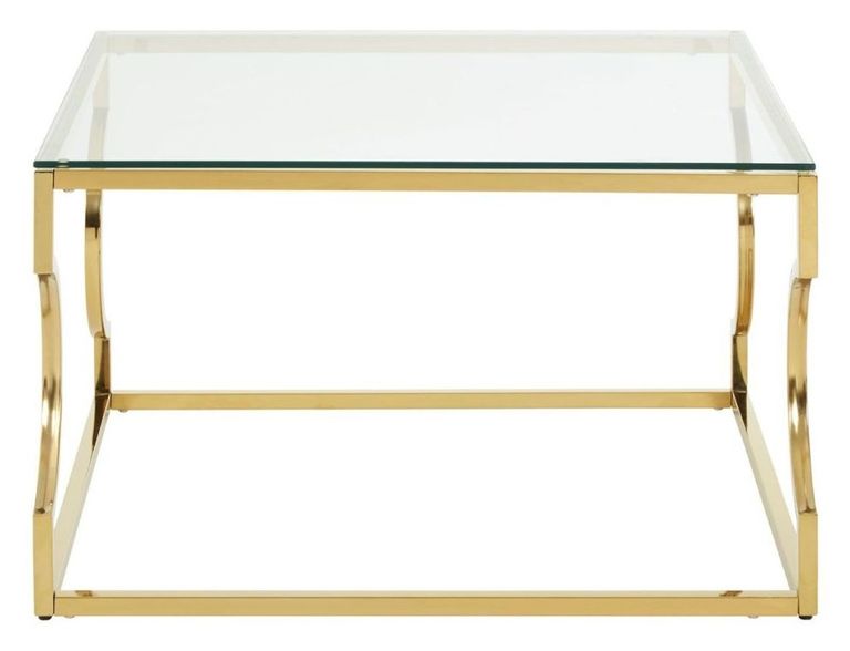 Allure Coffee Table - Glass - Gold Curved Base
