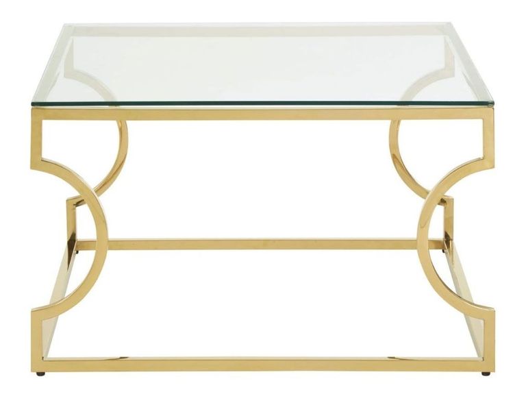 Allure Coffee Table - Glass - Gold Curved Base