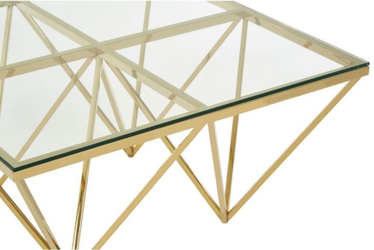 Allure Coffee Table - Glass - Gold Spike Base