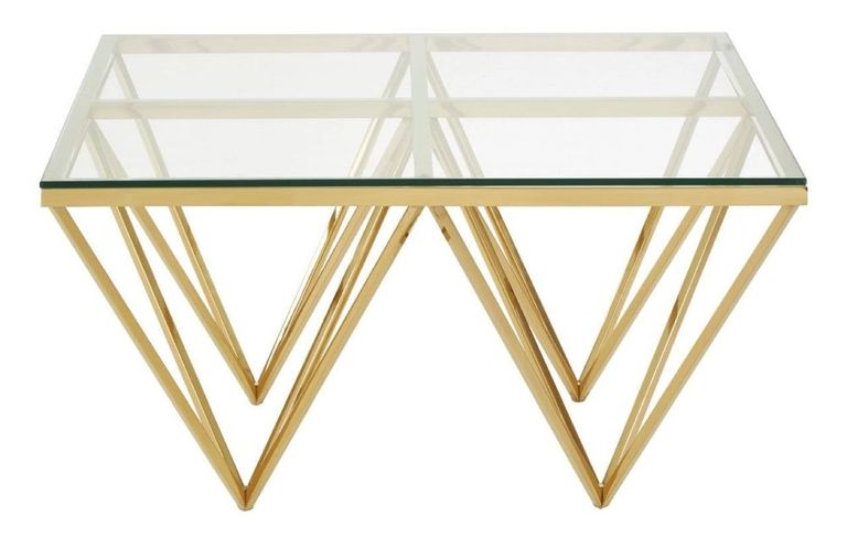 Allure Coffee Table - Glass - Gold Spike Base