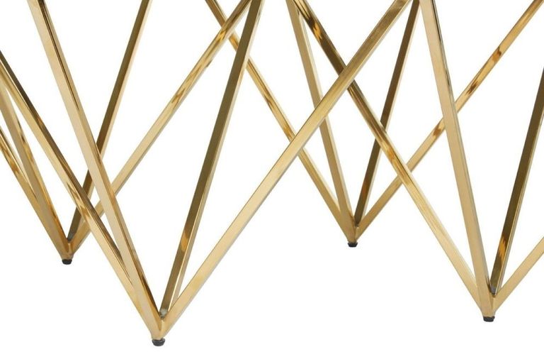 Allure Coffee Table - Glass - Gold Spike Triangle Base
