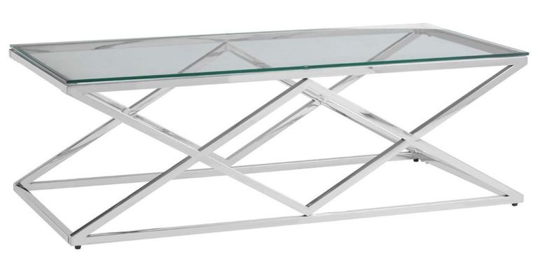Allure Coffee Table - Glass - Silver Inverted Prism Base