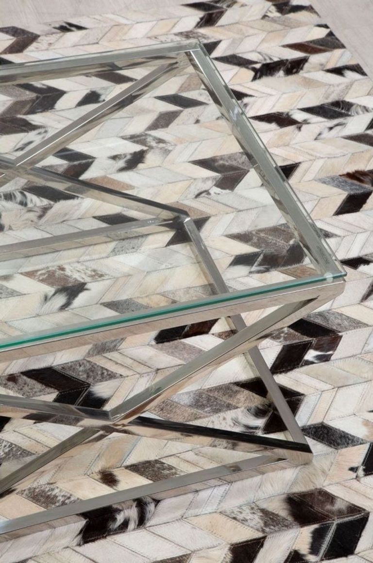 Allure Coffee Table - Glass - Silver Inverted Prism Base