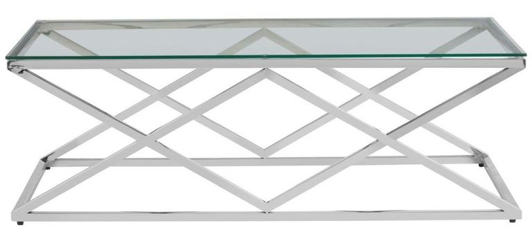 Allure Coffee Table - Glass - Silver Inverted Prism Base