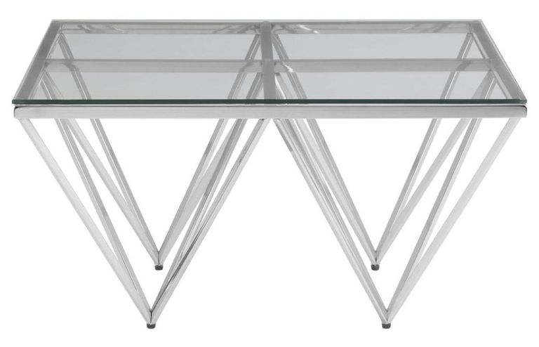 Allure Coffee Table - Glass - Silver Spike Base
