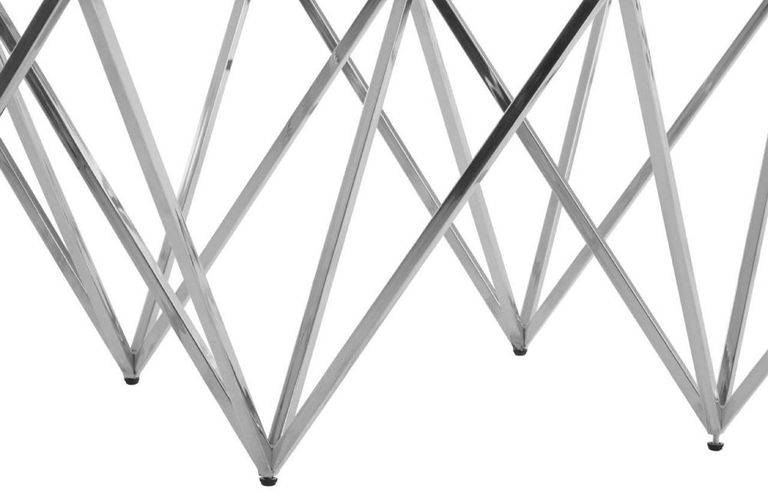 Allure Coffee Table - Glass - Silver Spike Triangle Base