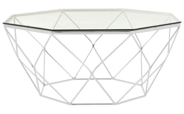 Allure Coffee Table - Octagonal - Glass - Chrome Base