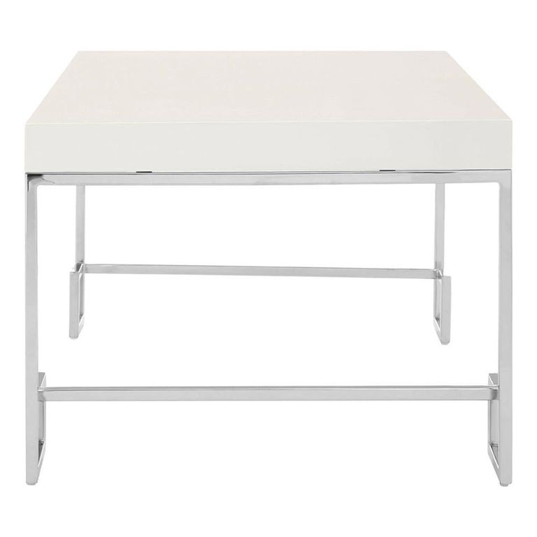 Allure Coffee Table - White Glass - Chrome Angled Legs