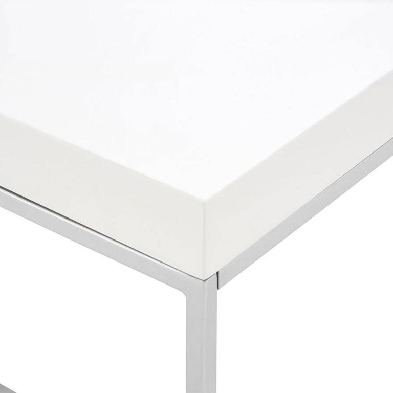 Allure Coffee Table - White Glass - Chrome Angled Legs
