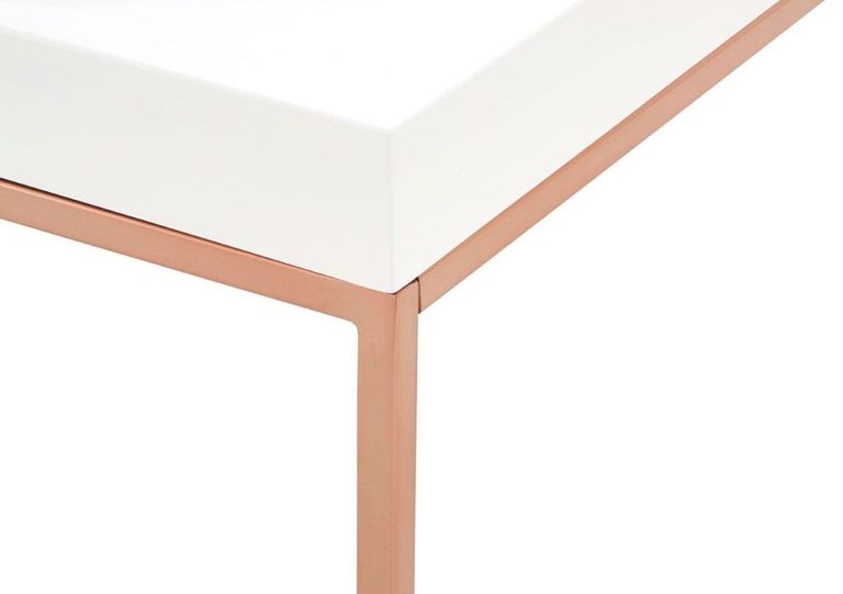 Allure Coffee Table - White Gloss - Rose Gold Angled Legs