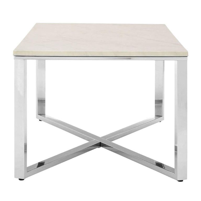 Allure Coffee Table - White Marble Effect - Chrome Base