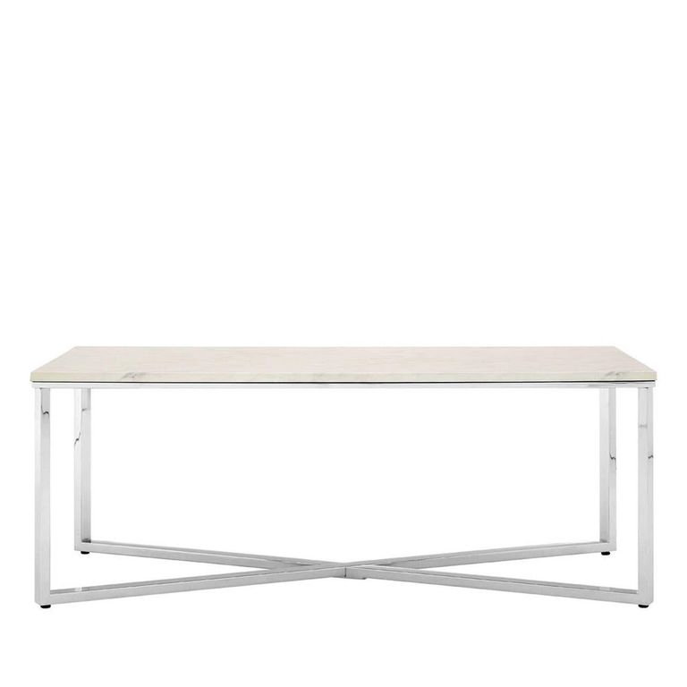 Allure Coffee Table - White Marble Effect - Chrome Base