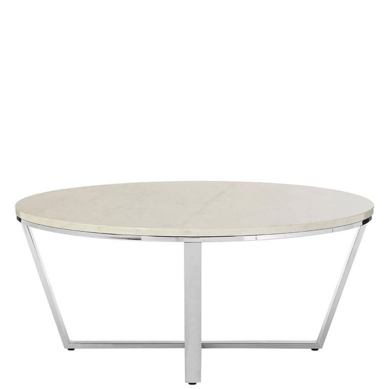 Allure Coffee Table - Round - White Marble Effect - Chrome Base
