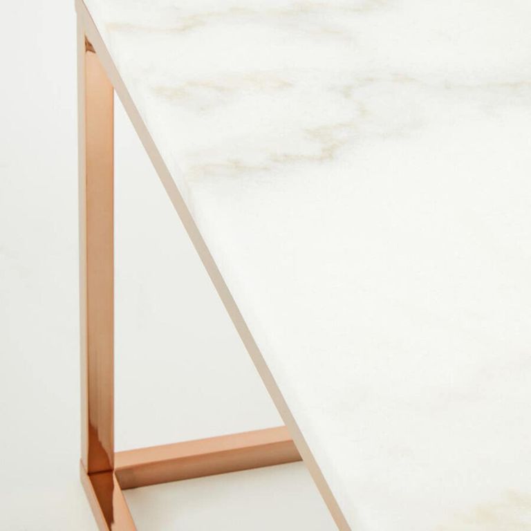 Allure Coffee Table - Square - White Marble - Rose Gold Base