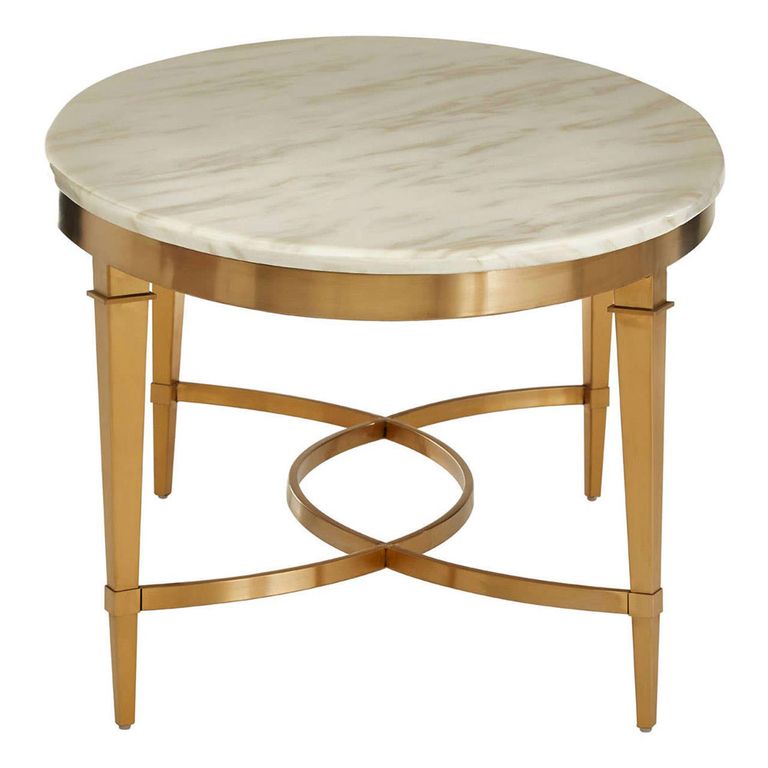 Alvaro Coffee Table - Oval - White Marble with Gold Metal