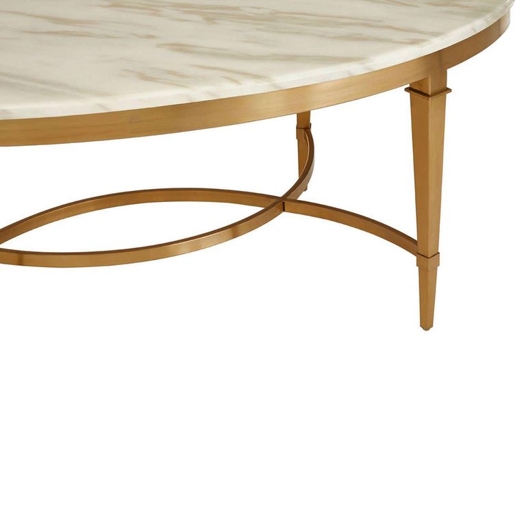 Alvaro Coffee Table - Oval - White Marble with Gold Metal