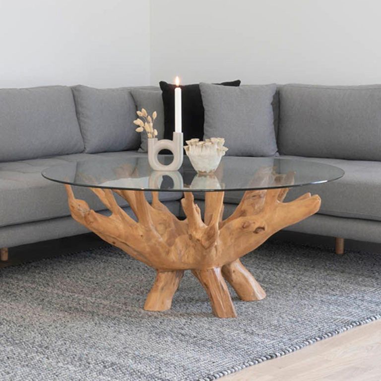 Amazonas Coffee Table - Round - Glass and Teak Root