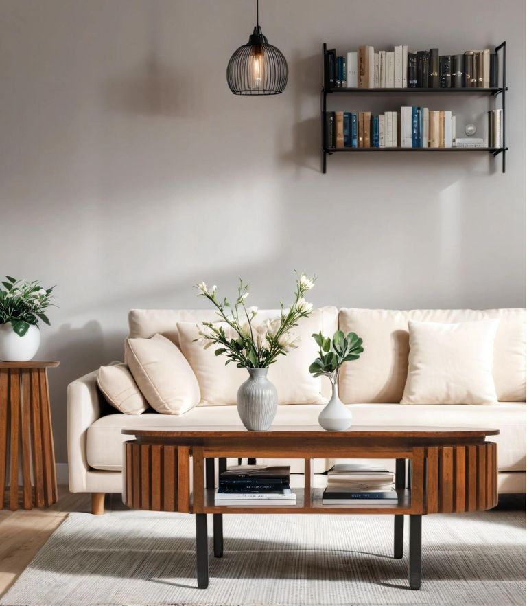 Amber Slatted Mango Wood Oval Coffee Table