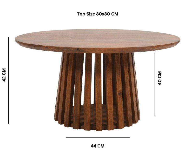 Amber Slatted Mango Wood Round Coffee Table