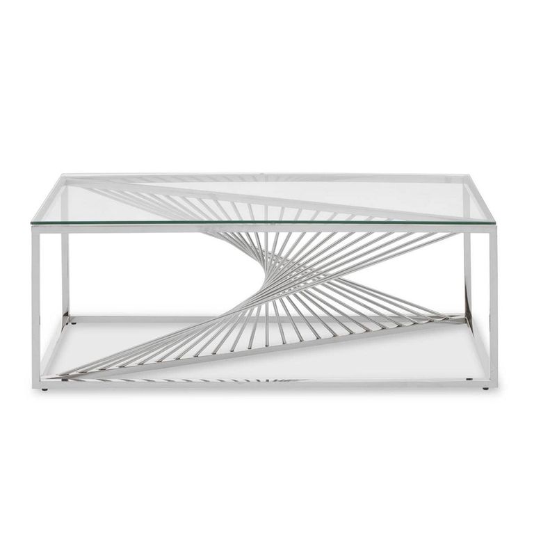 Amella Coffee Table - Glass with Silver Base
