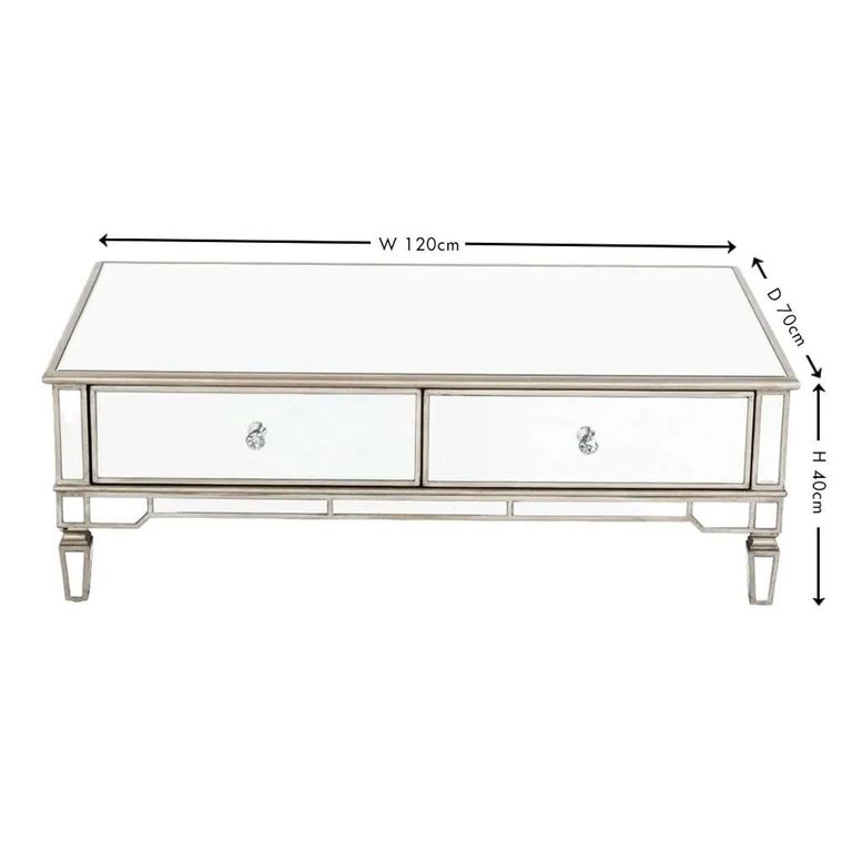 Antoinette Mirrored Champagne Trim Coffee Table