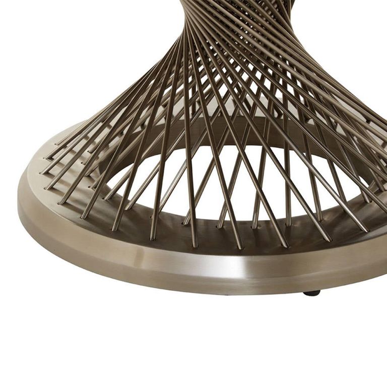 Anzio Coffee Table - Black Glass Round with Geometric Base