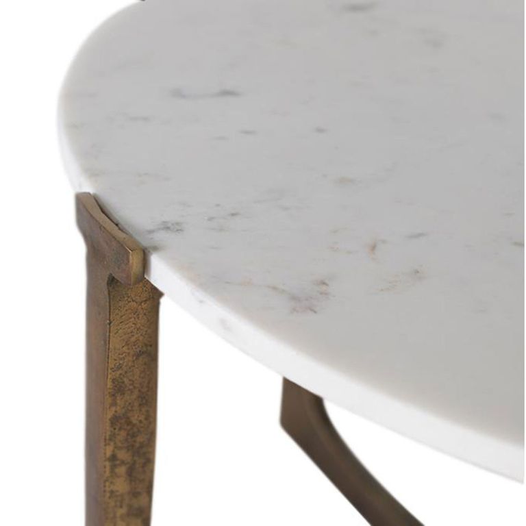 Aosta Coffee Table - White Marble and Gold - Round